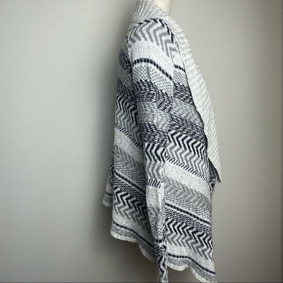 White Gray and Navy Blue Long Sleeve Open Cardigan Sweater Cotton Sweater size M - Picture 4 of 11